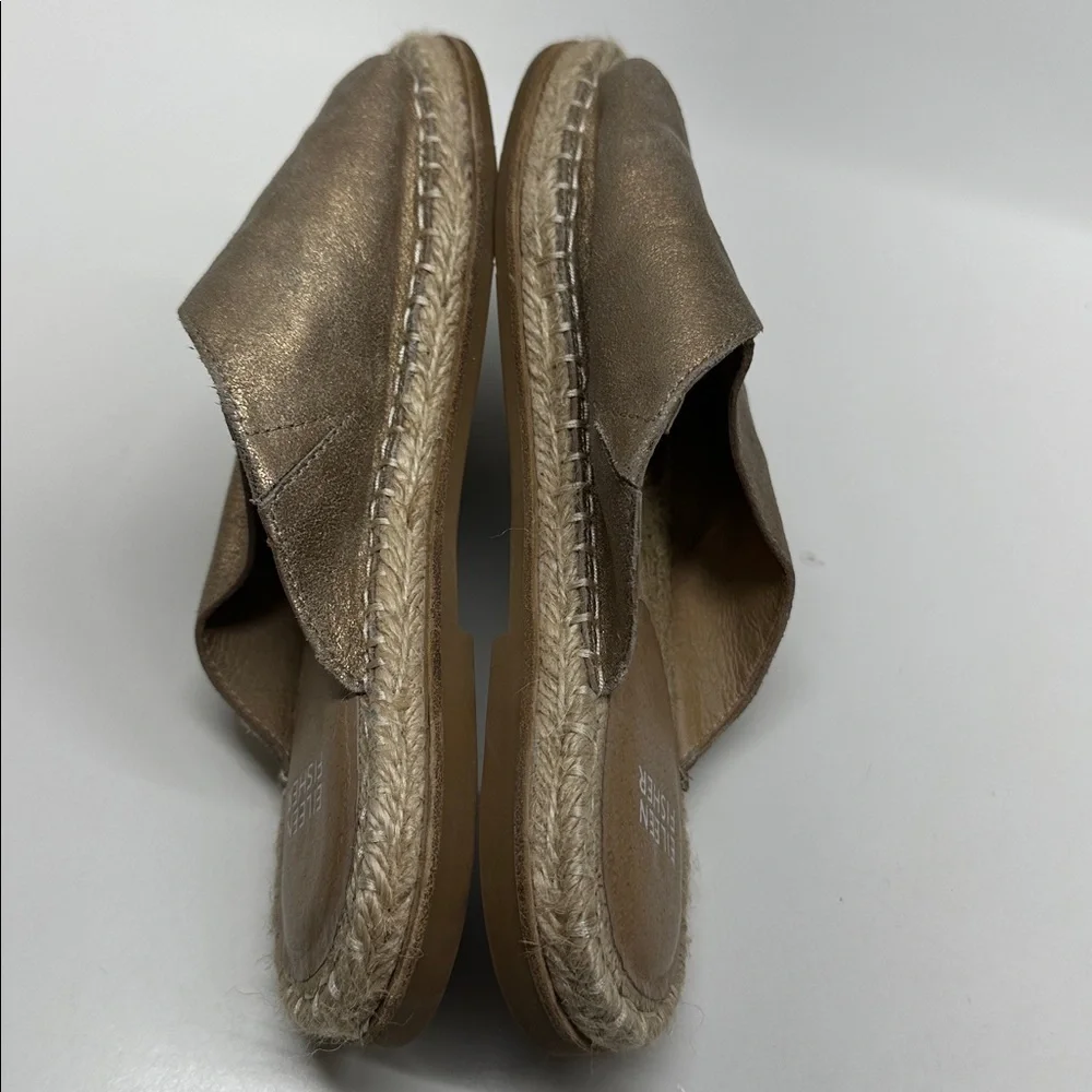 Eileen Fisher Milly Sandal Slip On Flats Shoe Metallic Suede Espadrille Size 8.5